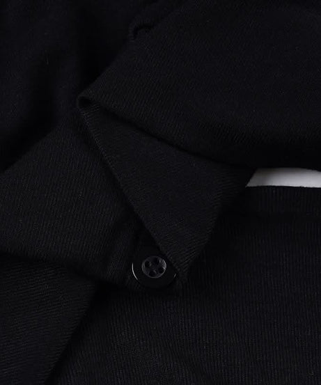 Effortless Fall Chic: Black Halter V-Neck Top with Backless Design & Button Detail