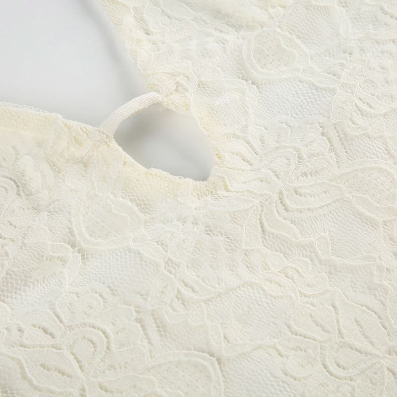 Ivory Lace Tiered Ruffle Halter Mini Dress - Your Ultimate Fall Getaway & Resort Essential