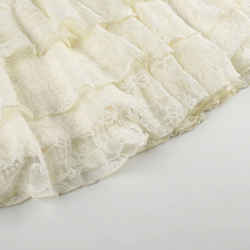 Ivory Lace Tiered Ruffle Halter Mini Dress - Your Ultimate Fall Getaway & Resort Essential