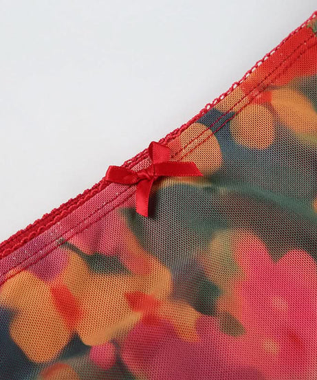 Vibrant Autumn Bloom Mesh Maxi Skirt with High Slit | Chic Fall Floral Statement