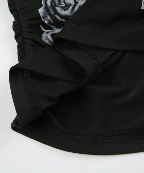 Bewitching Rose Wing Off-Shoulder Top | Y2K Grunge Graphic Tee for Spooky Season