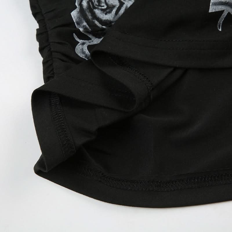 Bewitching Rose Wing Off-Shoulder Top | Y2K Grunge Graphic Tee for Spooky Season