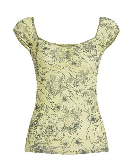 Effortless Fall Blooms Square Neck Cap Sleeve Top