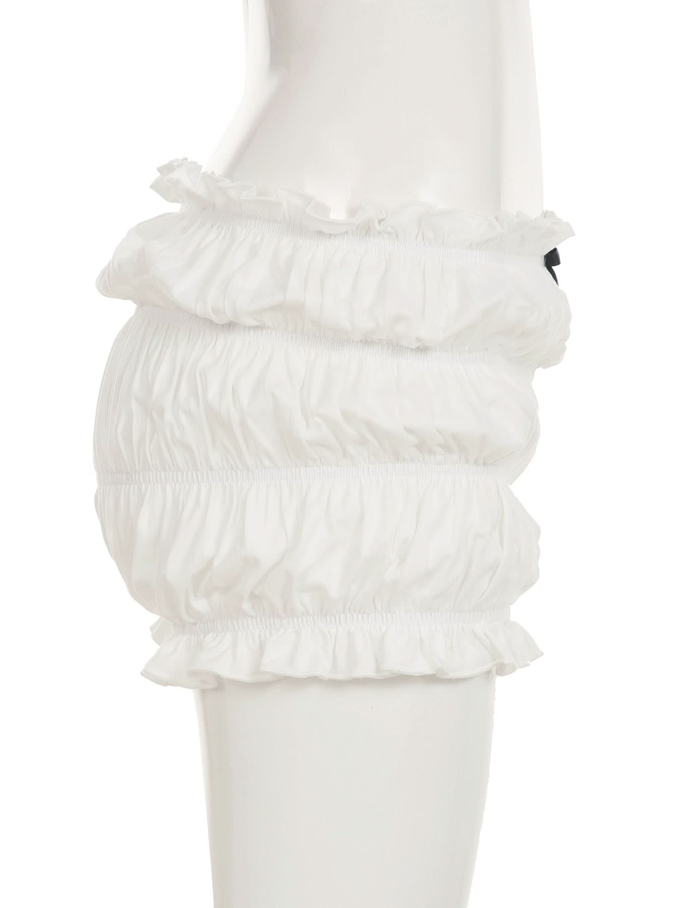 Coquette Dreamy Ruffle Bow Low Rise Shorts - White Ruched Loungewear & Halloween Charm