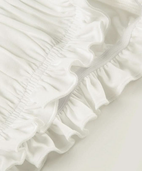 Coquette Dreamy Ruffle Bow Low Rise Shorts - White Ruched Loungewear & Halloween Charm