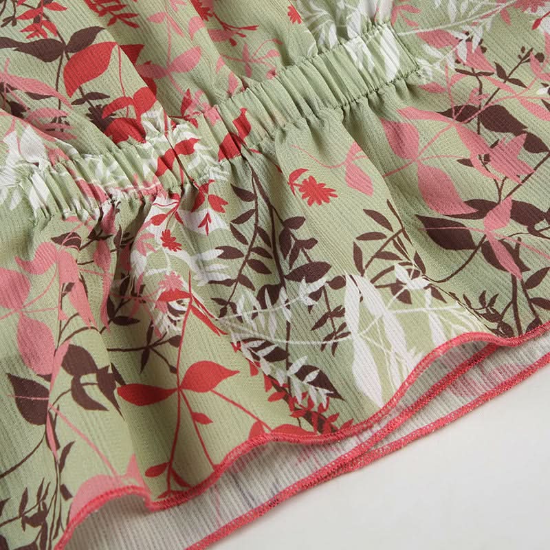 Effortless Autumn Bloom V-Neck Wrap Top - Fall Floral Tie-Waist Blouse