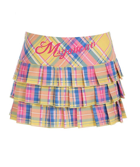 Vibrant Fall Plaid Pleated Mini Skirt for Women | Chic Tiered Style & MsYouCan Flair