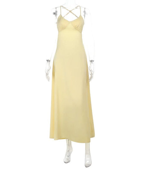 Golden Hour Luxe Satin Maxi Dress - Elegant Cross-Back Cami for Resort & Holiday Soirées