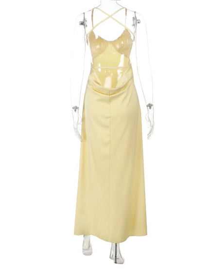 Golden Hour Luxe Satin Maxi Dress - Elegant Cross-Back Cami for Resort & Holiday Soirées