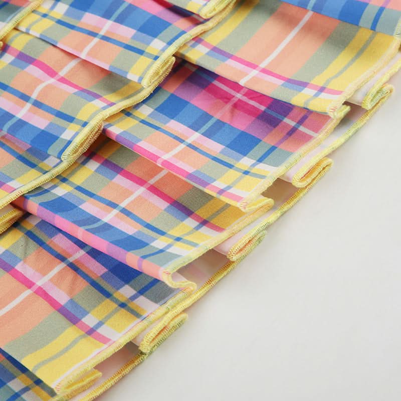 Vibrant Fall Plaid Pleated Mini Skirt for Women | Chic Tiered Style & MsYouCan Flair