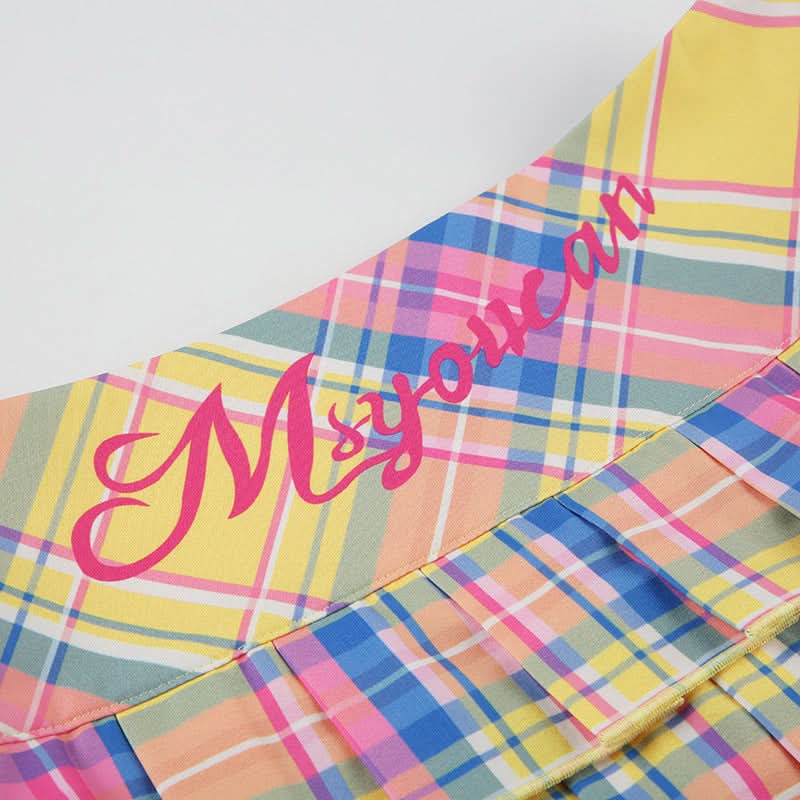 Vibrant Fall Plaid Pleated Mini Skirt for Women | Chic Tiered Style & MsYouCan Flair