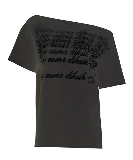 Effortless Edge: Women's Fall One-Shoulder Distressed Graphic Top