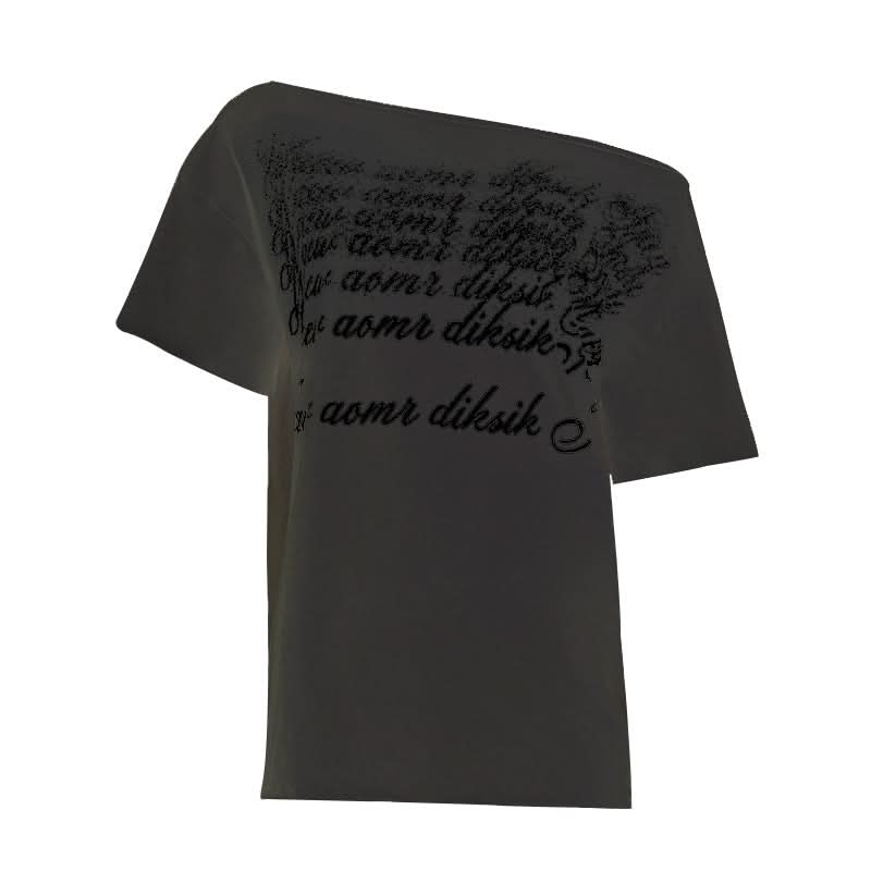 Effortless Edge: Women's Fall One-Shoulder Distressed Graphic Top