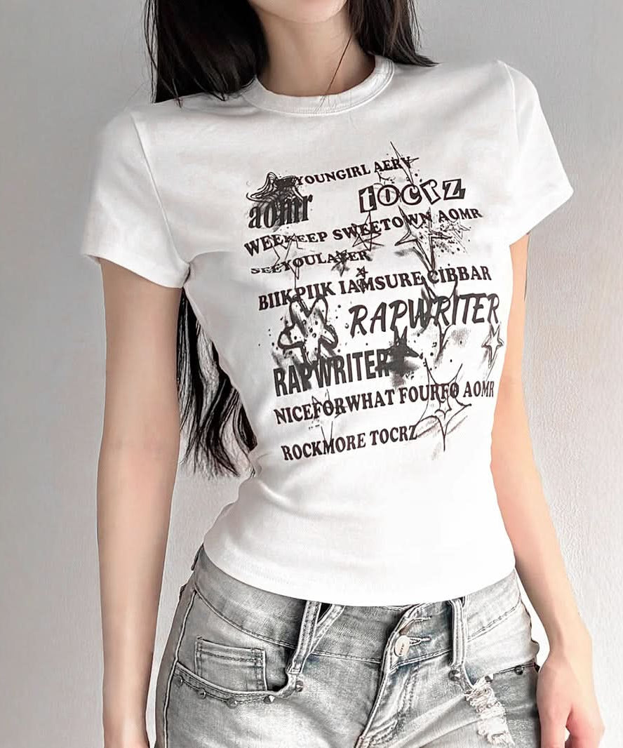 Fall Vibe 'Rapwriter' Graphic Fitted Tee | Edgy Streetwear Grunge Top