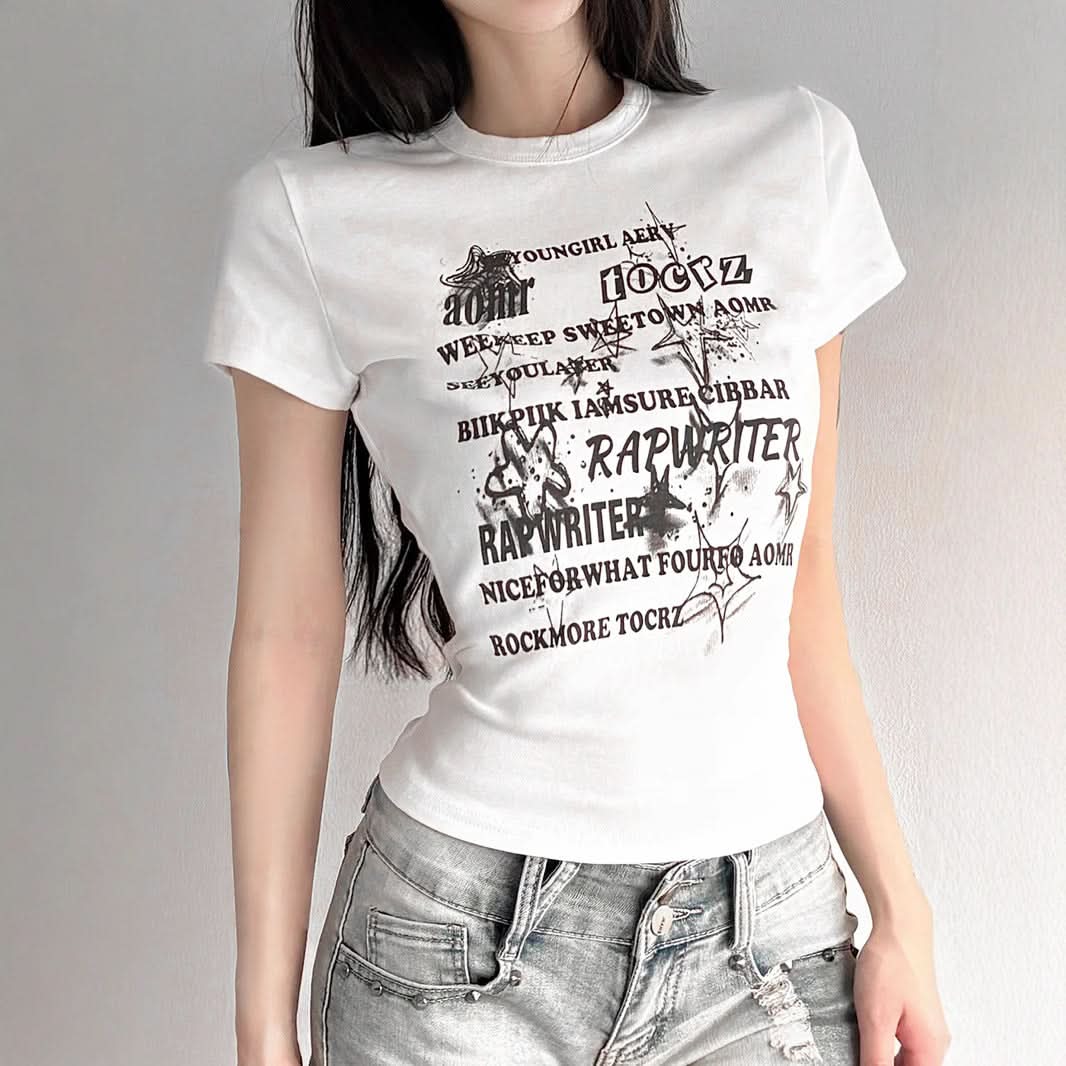 Fall Vibe 'Rapwriter' Graphic Fitted Tee | Edgy Streetwear Grunge Top