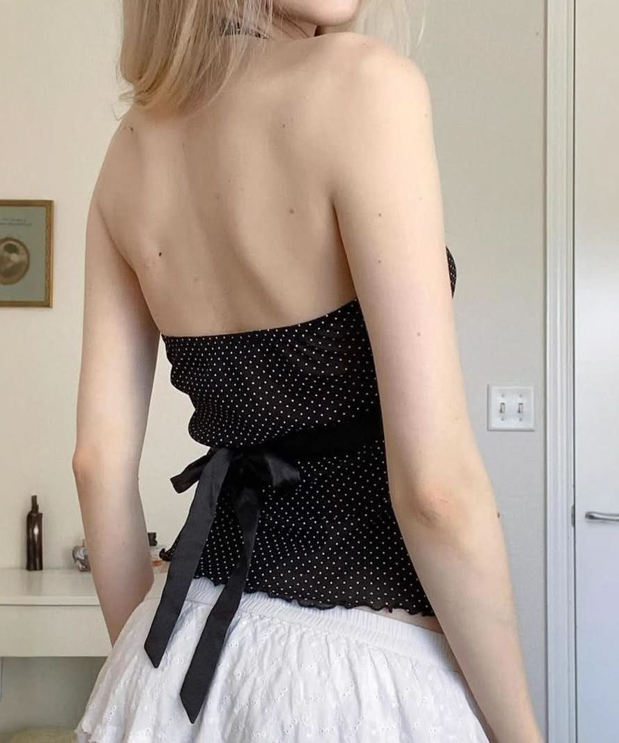 Y2K Chic Polka Dot Halter Top - Perfect for Fall Nights & Holiday Sparkle