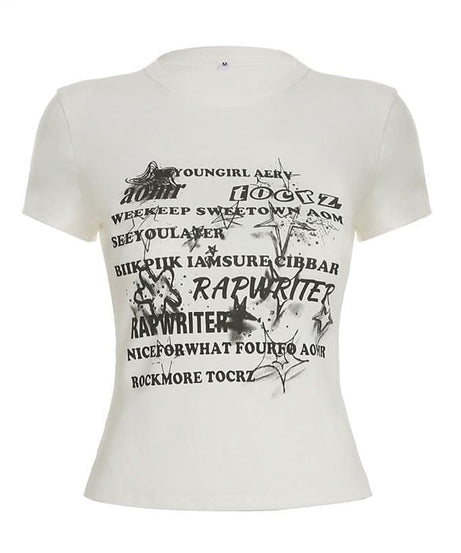 Fall Vibe 'Rapwriter' Graphic Fitted Tee | Edgy Streetwear Grunge Top