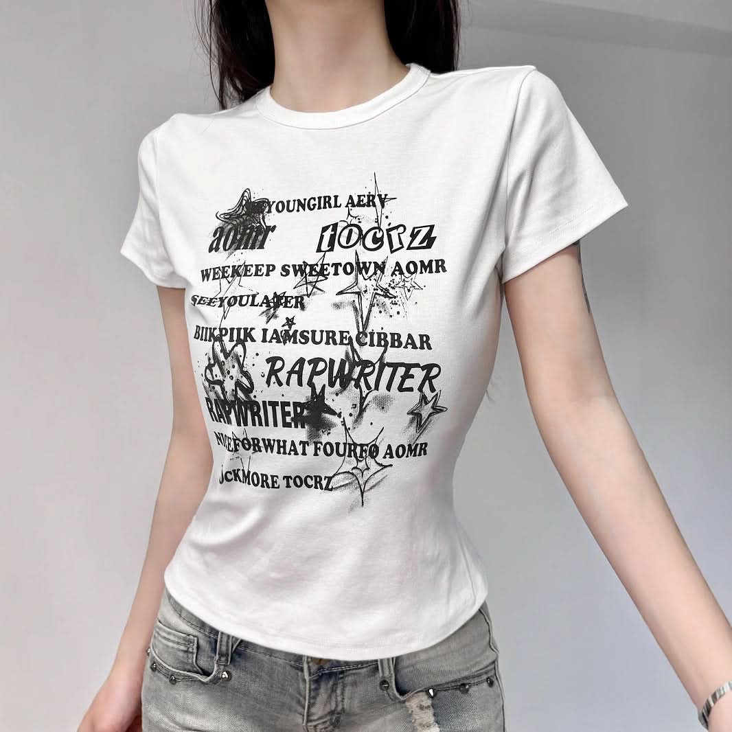 Fall Vibe 'Rapwriter' Graphic Fitted Tee | Edgy Streetwear Grunge Top