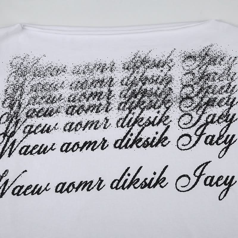 Effortless Edge: Women's Fall One-Shoulder Distressed Graphic Top