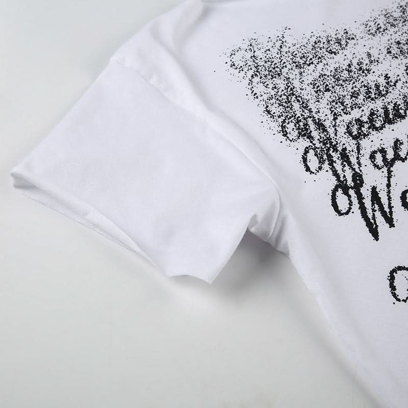 Effortless Edge: Women's Fall One-Shoulder Distressed Graphic Top