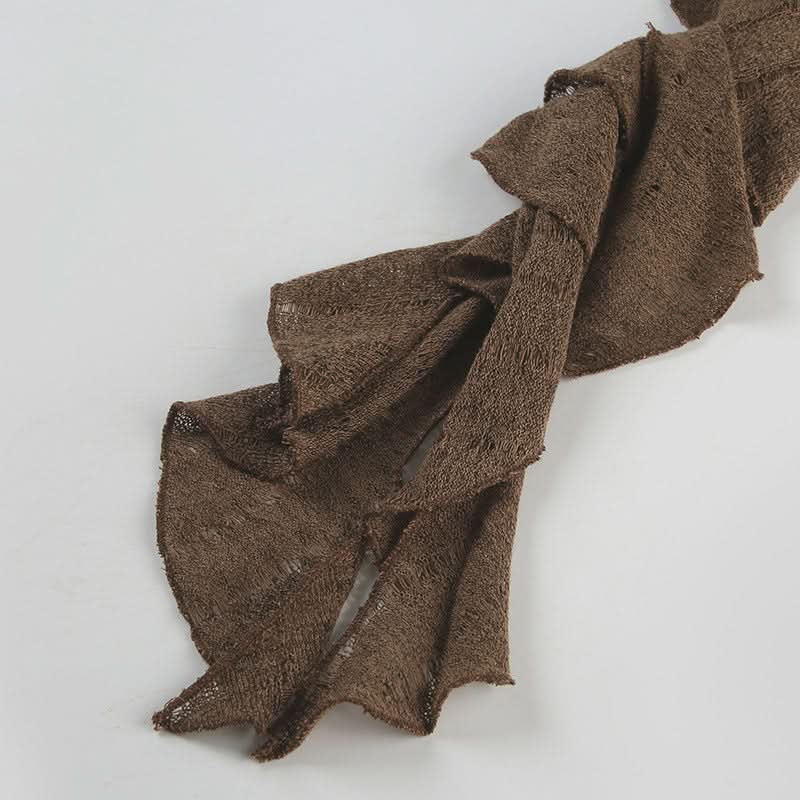 Effortless Fall Style: Asymmetrical Ruffle Mini Dress in Chic Mocha