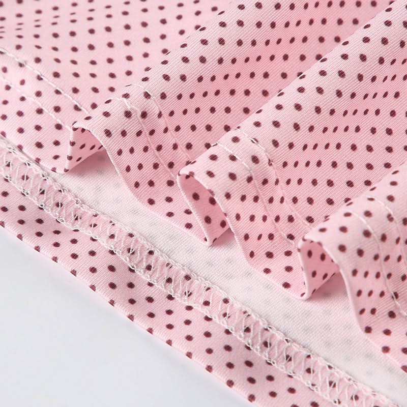 Effortless Chic: Y2K Pink Polka Dot Halter Crop Top with Tie Front & Cutout | Soft Knit Tank for Fall Styling