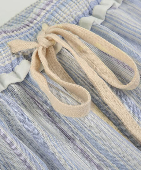Effortless Striped Ruffle Drawstring Wide Leg Pants | Autumn Comfort & Chic Style