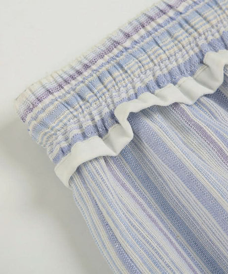 Effortless Striped Ruffle Drawstring Wide Leg Pants | Autumn Comfort & Chic Style