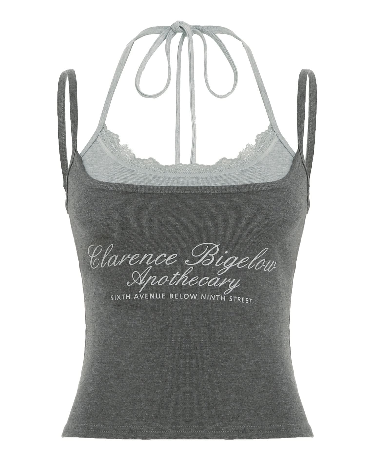 Clarence Bigelow Apothecary Layered Halter Tank Top with Lace Trim – Fall's Essential Chic