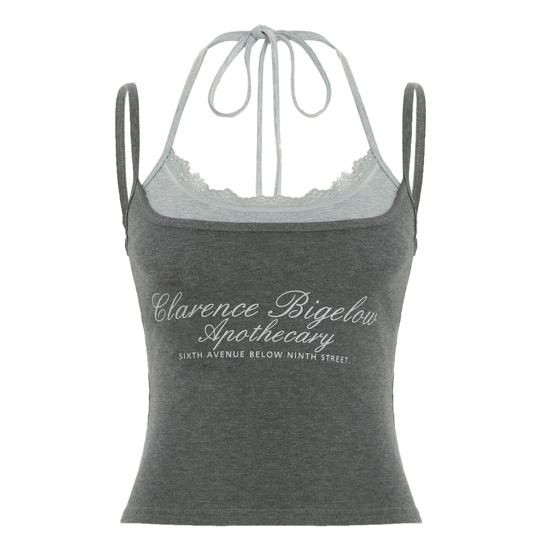 Clarence Bigelow Apothecary Layered Halter Tank Top with Lace Trim – Fall's Essential Chic