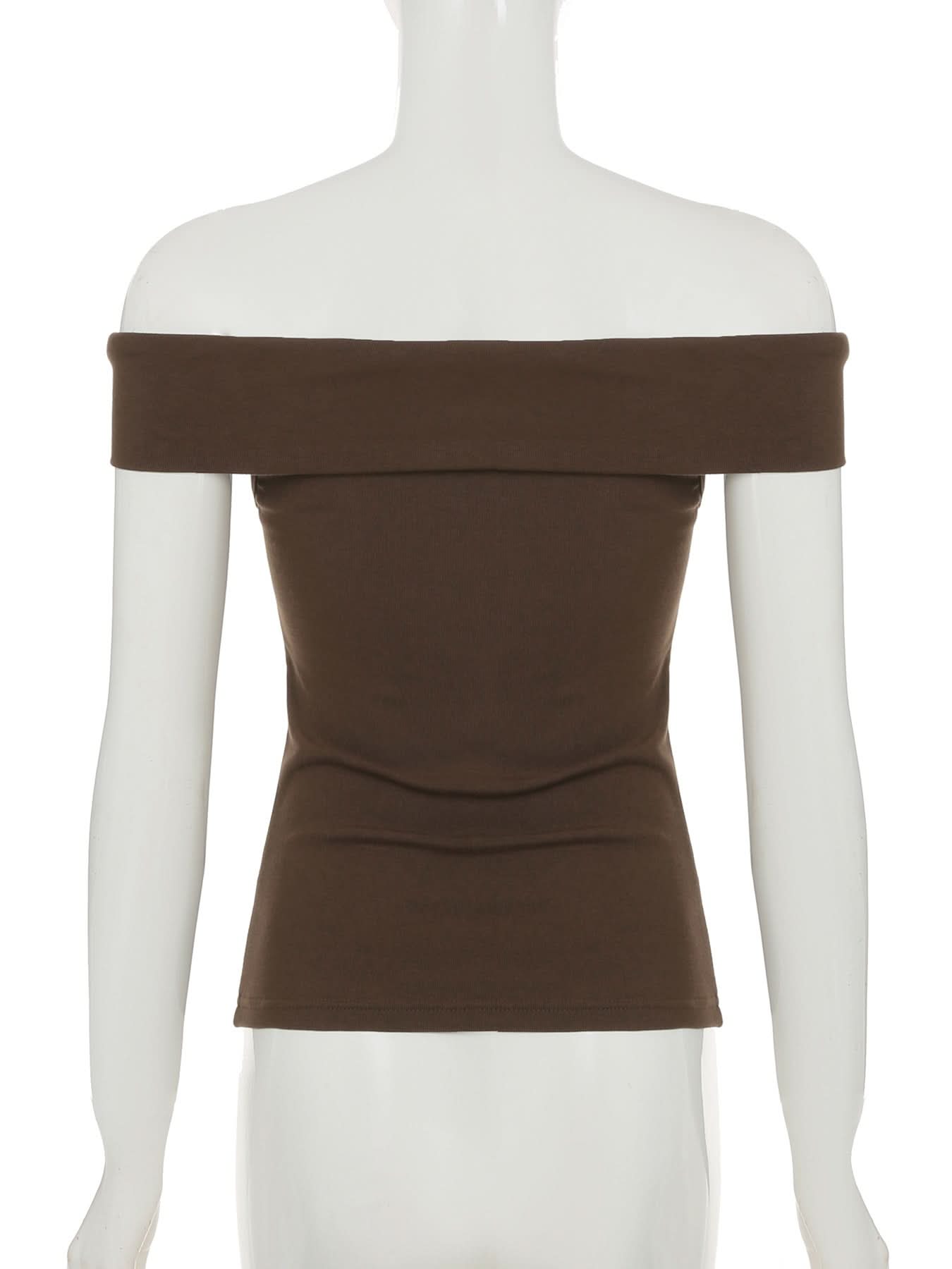 Chic Fall Chocolate Off-Shoulder Top for Women | Ruched & Knotted Detail