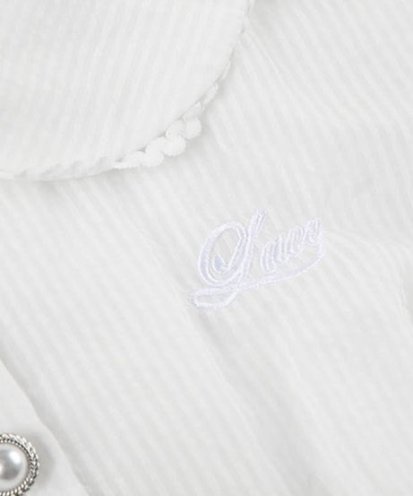 Chic Peter Pan Collar Puff Sleeve Blouse - Elegant White Button-Down for Fall & Beyond