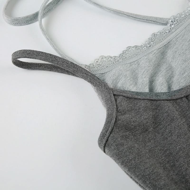 Clarence Bigelow Apothecary Layered Halter Tank Top with Lace Trim – Fall's Essential Chic