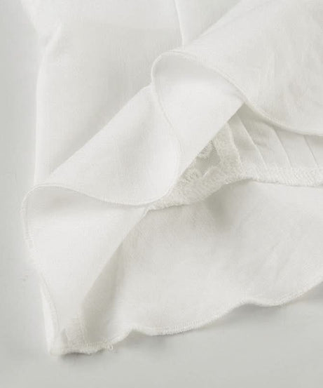 Autumn Dream: Romantic White Lace Puff Sleeve Blouse – Chic Button-Front Top for Fall & Holiday Gatherings