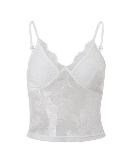 Alluring White Floral Lace Cami Crop Top - Your Fall Night Out & Layering Essential