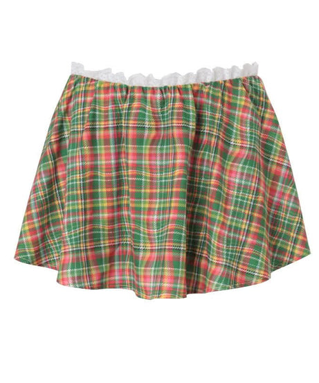 Chic Fall Plaid Mini Skirt with Sweet Lace Ruffle Waist - Festive A-Line Style
