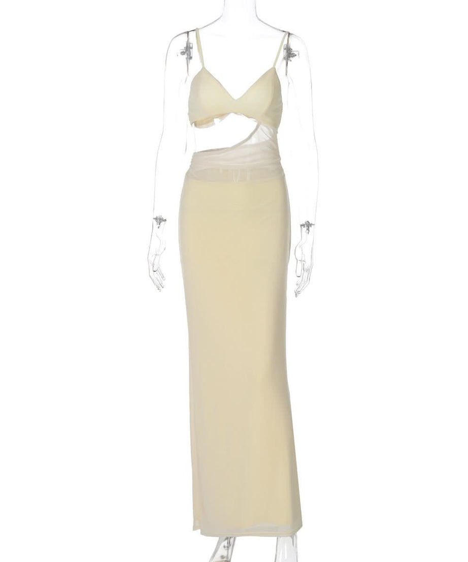 Siren Cut-Out Mesh Maxi Dress - Destination Chic & Holiday Party Ready