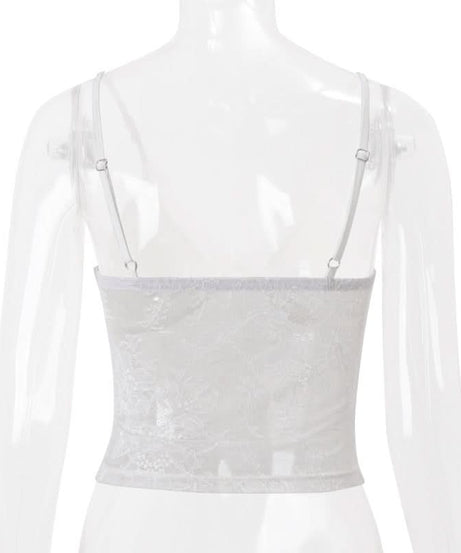 Alluring White Floral Lace Cami Crop Top - Your Fall Night Out & Layering Essential