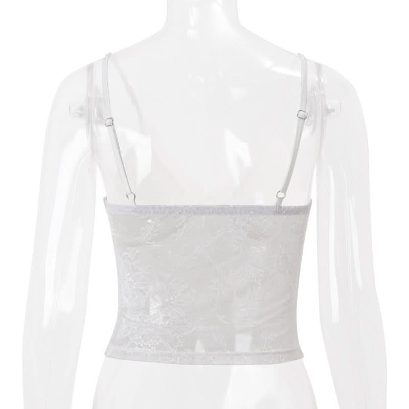 Alluring White Floral Lace Cami Crop Top - Your Fall Night Out & Layering Essential