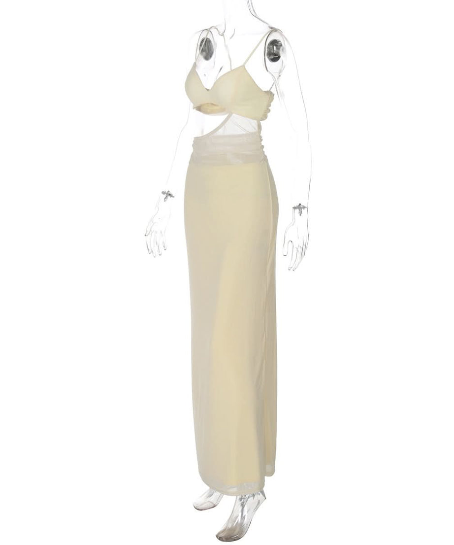 Siren Cut-Out Mesh Maxi Dress - Destination Chic & Holiday Party Ready