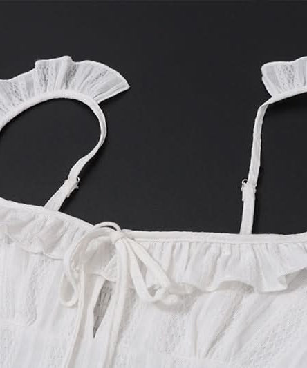 Effortless White Ruffle Mini Dress | Smocked Square Neck | Fall Getaway & Layering Ready