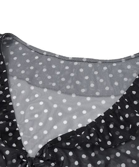Retro Chic Sheer Polka Dot Tie-Front Crop Top | Women's Long Sleeve Fall Fashion