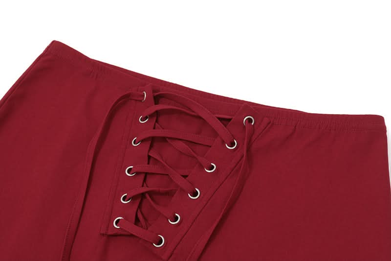 Fall Style Essential: Burgundy Lace-Up Corset Bodycon Mini Skirt - Perfect for Date Night & Holiday Glam