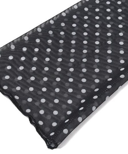 Retro Chic Sheer Polka Dot Tie-Front Crop Top | Women's Long Sleeve Fall Fashion