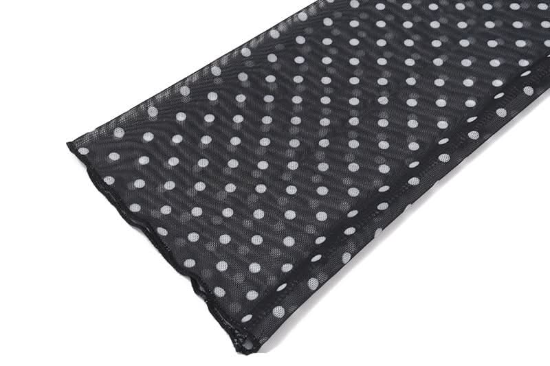 Retro Chic Sheer Polka Dot Tie-Front Crop Top | Women's Long Sleeve Fall Fashion