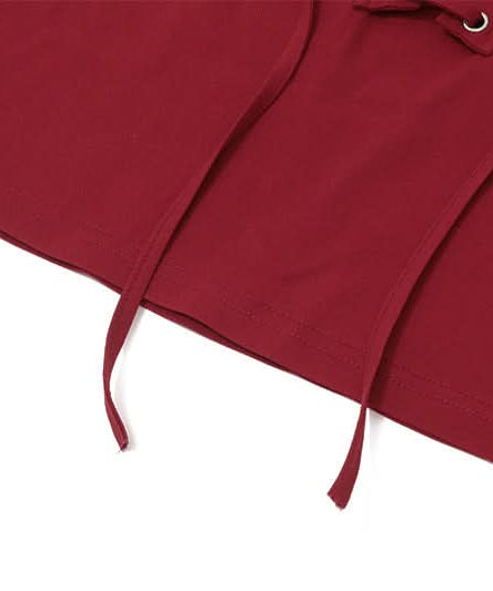 Fall Style Essential: Burgundy Lace-Up Corset Bodycon Mini Skirt - Perfect for Date Night & Holiday Glam