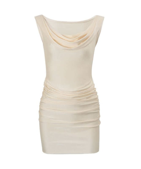 Sophisticated Cowl Neck Ruched Mini Dress - Your Chic Fall & Holiday Essential