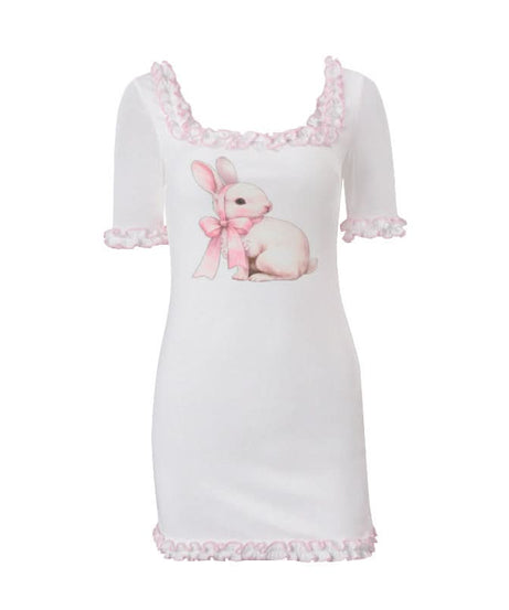Whimsical Bunny Ruffle Mini Dress — Your Coziest Fall Style Essential