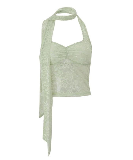 Ethereal Sage Lace Halter Top | Chic Fall Layers & Date Night Style for American Women
