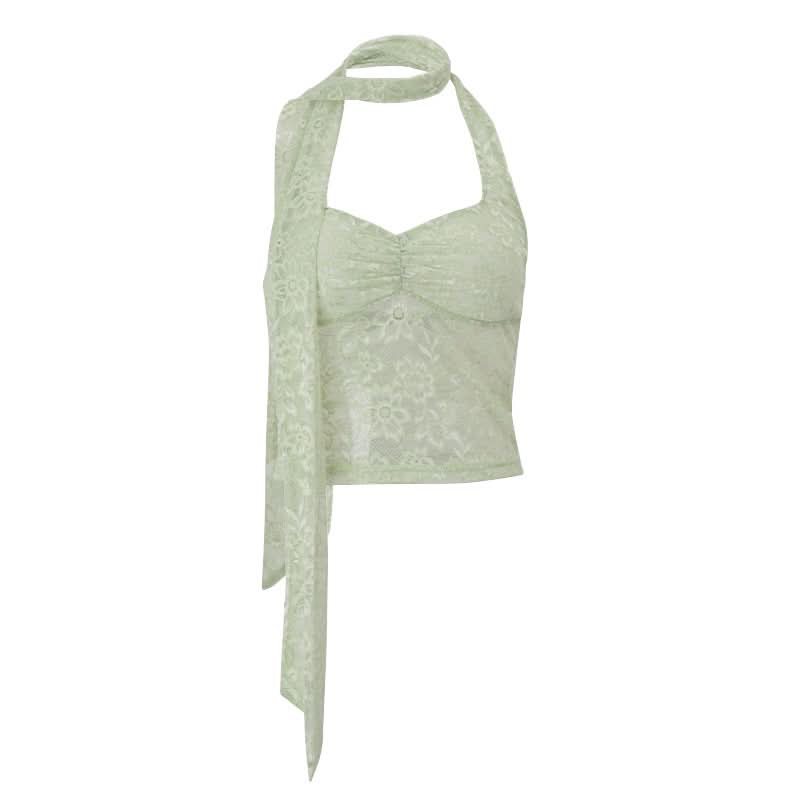 Ethereal Sage Lace Halter Top | Chic Fall Layers & Date Night Style for American Women